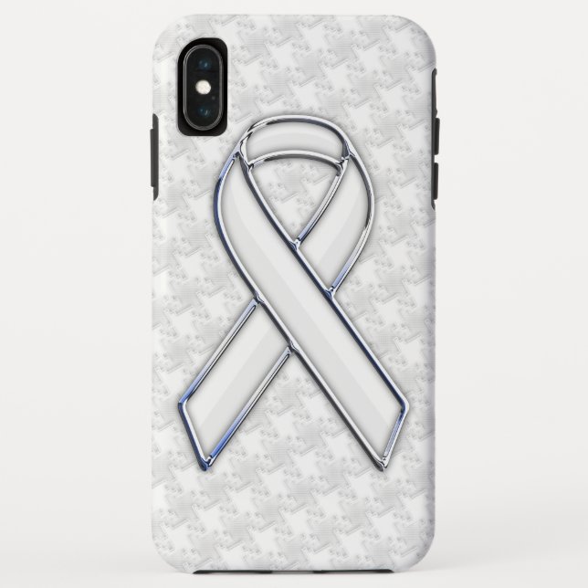 Coques Case-Mate iPhone Chrome White Ribbon Sensibilisation sur Houndstoot (Dos)