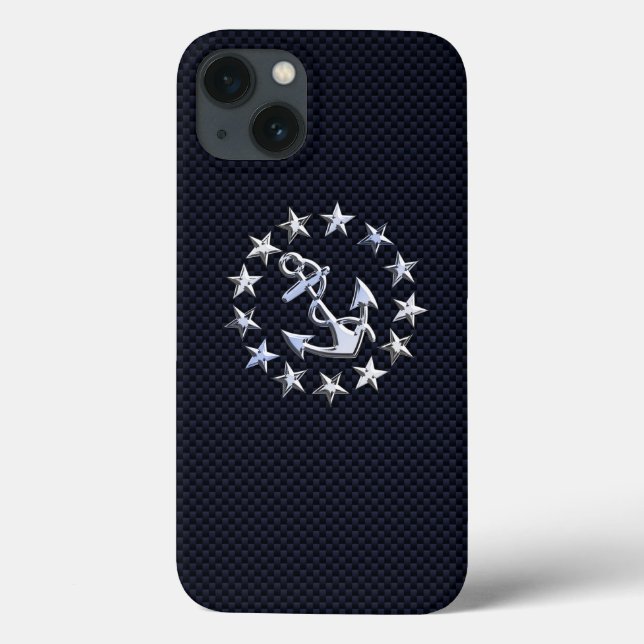 Coques Case-Mate iPhone Chrome Yacht drapeau sur fibre de carbone Impressi (Verso)