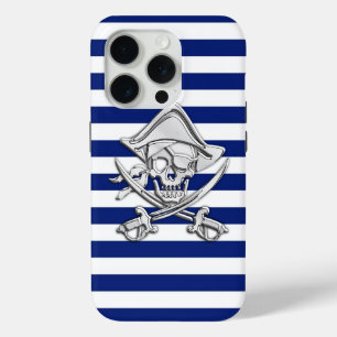 Coque Case-Mate iPhone Chromes Like Pirate on Nautical Stripes Decor