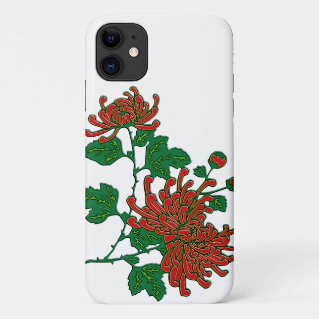 Coques Case-Mate iPhone Chrysanthèmes d'araignée chinois - rouge profond (Dos)