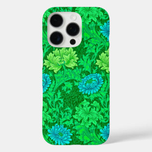 Coque iPhone 16 Pro Chrysanthèmes William Morris, vert citron et aqua