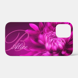Coques Pour iPhone Chrysanthemum prune violette nom personnalisé et 
