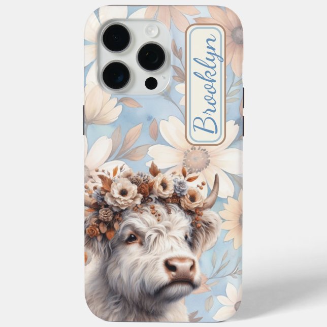 Coques Case-Mate iPhone Chute Florale Vache Highland (Verso)