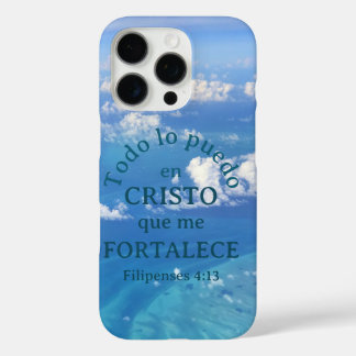 Coque iPhone 16 Pro Ciel Bleu Christ Bible Philippiens 4:13