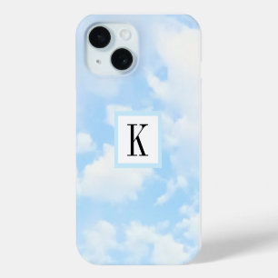 Coque Case-Mate iPhone Ciel bleu clair nuages photo avec une initiale uni