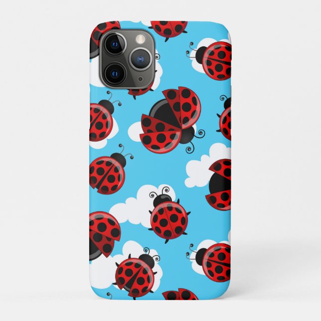 Coques Case-Mate iPhone Ciel Bleu Nuages Blancs Coléoptère Coccinelle Roug (Dos)