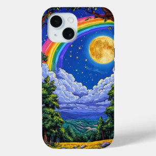 Coque Case-Mate iPhone Ciel de nuit de la lune arc en ciel