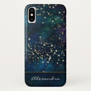 Case-Mate iPhone Case Ciel de nuit monogramme bleu avec étoiles à huile 