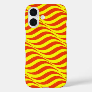 Coque Pour iPhone 16 Ciel jaune des vagues rouges