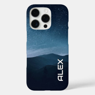 Coque iPhone 16 Pro Ciel nocturne étoilé sur la chaîne de montagnes