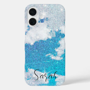 Coque Pour iPhone 16 Ciel Pailleté Et Nuages