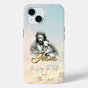Coque Case-Mate iPhone Ciel pastel chic chrétien Jésus agneau or script
