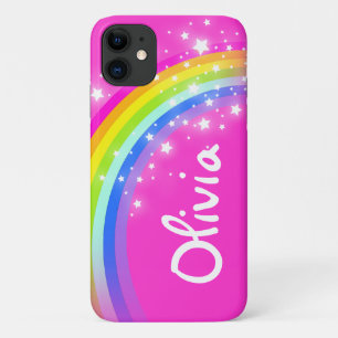 Coque iPhone 11 Ciel rose arc-en-ciel