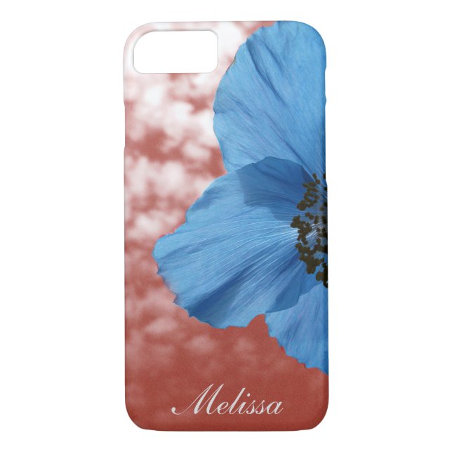 Coques Case-Mate iPhone Ciel rouge de fleur de pavot bleu de jardin avec (Dos)