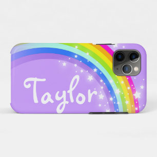 Coques Pour iPhone Ciel violet arc-en-ciel et étoiles Nom personnalis