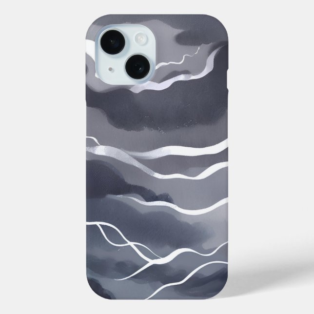 Coques Case-Mate iPhone Cieux orageux | Ciel gris foncé Aquarelle Abstrait (Verso)