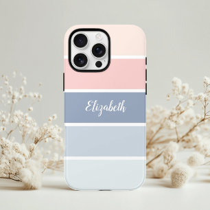 Case-Mate iPhone Case Cieux sereins Blush rayé bleu poussiéreux Personna