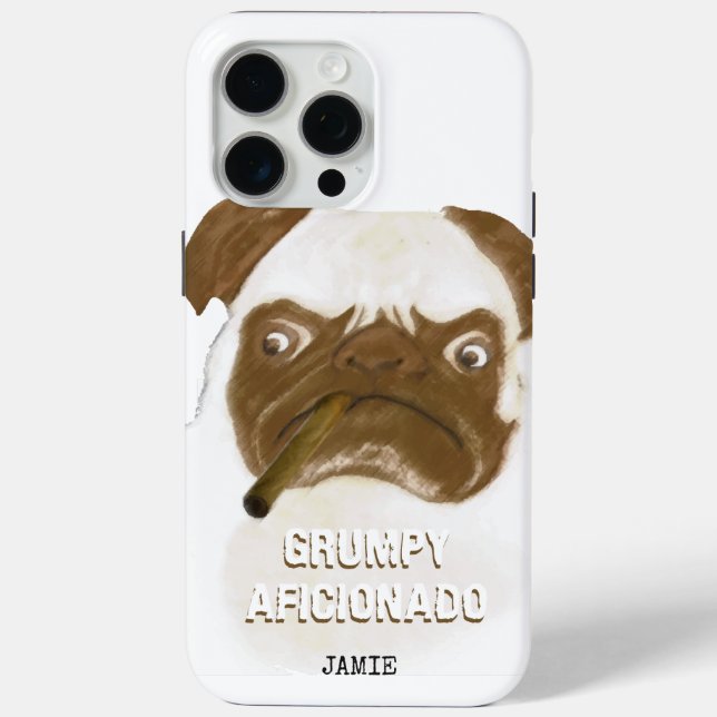 Coques Case-Mate iPhone Cigar à puggy Grumpy AFICIONADO personnalisé (Verso)