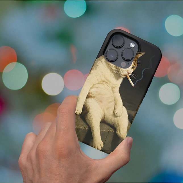 Coques Case-Mate iPhone Cigarette Kitten Funny Smoking Cat Gen Z Meme (Créateur téléchargé)