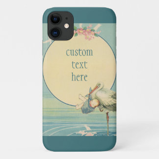 Case-Mate iPhone Case Cigogne vintage portant un bébé garçon dans une co