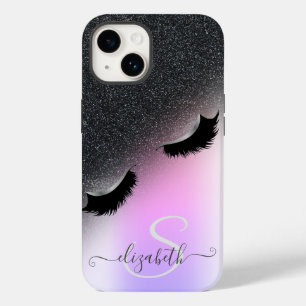 Coque Case-Mate iPhone Cils Faux Brillants Noir Ombré Glitter