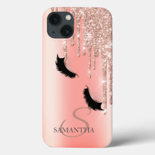 Case-Mate iPhone Case Cils Faux Pailletés Glitter Rose Gold Gouttes