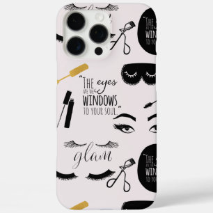Coque iPhone 16 Pro Max Cils Noir Or Glam Anniversaire