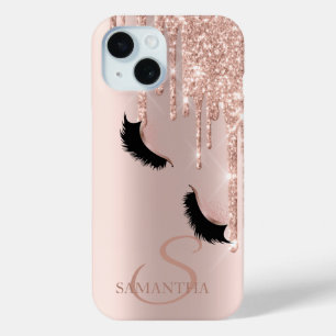 Coque Case-Mate iPhone Cils Postiches Pailletés Rose Gold Gouttes 