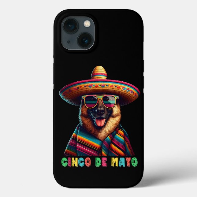 Coques Case-Mate iPhone Cinco De Mayo Berger Allemand Avec Poncho Sombrero (Verso)
