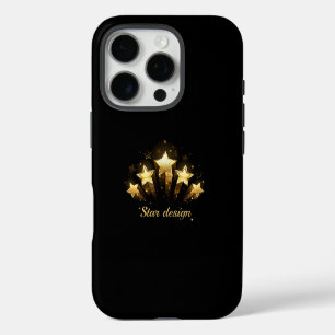 Coque iPhone 16 Pro Cinq étoiles d'or en noir