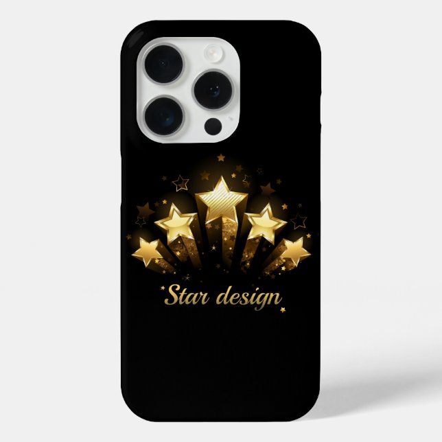 Coques Case-Mate iPhone Cinq étoiles d'or en noir (Verso)