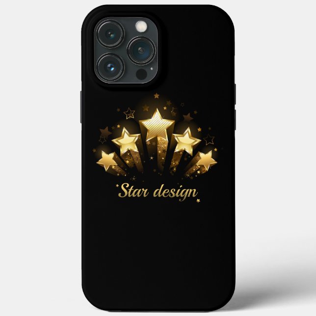Coques Case-Mate iPhone Cinq étoiles d'or en noir (Verso)