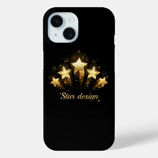 Coques Case-Mate iPhone Cinq étoiles dorées sur fond noir (Verso)