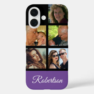 Coque Pour iPhone 16 Cinq photos personnelles personnalisent avec Nom v