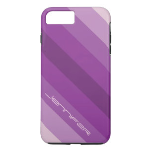 Coque Case-Mate iPhone Cinq rayures diagonales violettes avec nom personn
