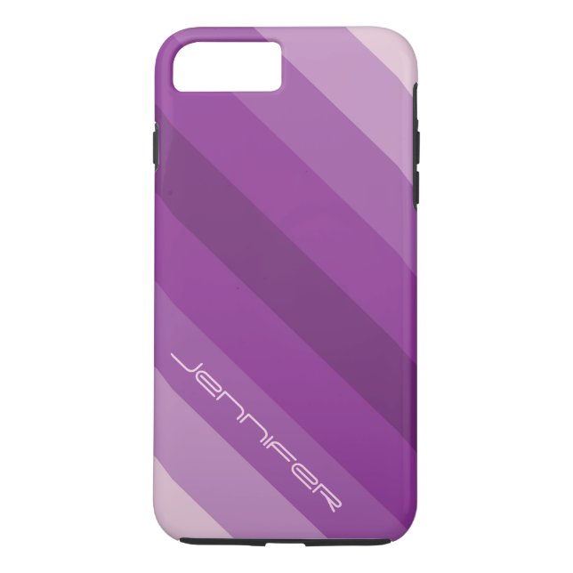 Coques Case-Mate iPhone Cinq rayures diagonales violettes avec nom personn (Dos)