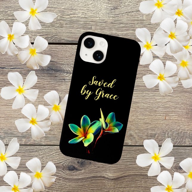 Coques Case-Mate iPhone Citation chrétienne "Sauvé par la Grâce" avec text (Créateur téléchargé)
