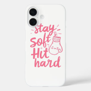 Coque Pour iPhone 16 Citation de boxe féministe Restez doux, frappez fo