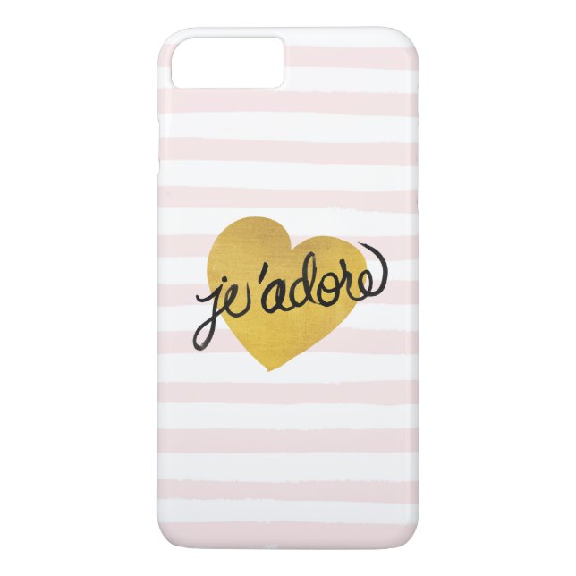 Coques Case-Mate iPhone Citation de J'adore| Coeur noir et or (Dos)