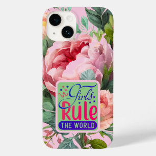 Coque Case-Mate iPhone Citation de la vintage Peony Girl's Rule the World