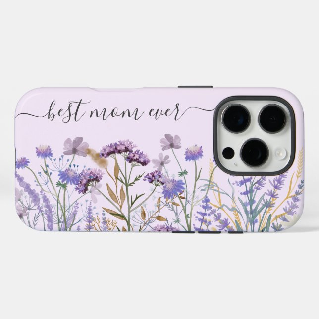 Coques Case-Mate iPhone Citation de Prairie de Fleur Sauvage Mauve Aquarel (Verso (horizontal))