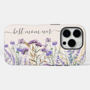 Coque iPhone 16 Pro Citation de Prairie de Fleur Sauvage Violette Aqua