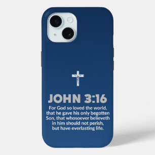 Coque Case-Mate iPhone Citation de versets de la Bible Bleue Jean 3:16 Cr