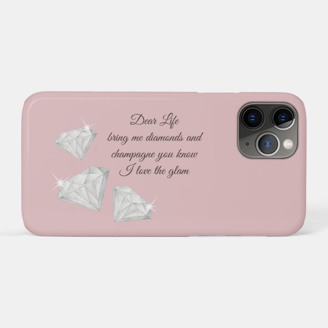 Coques Case-Mate iPhone Citation Diamants & Champagne – Édition Cher La Vi (Dos (Horizontal))
