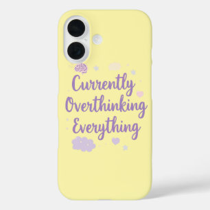 Coque Pour iPhone 16 Citation drôle d'anxiété et de suranalyse Pastel