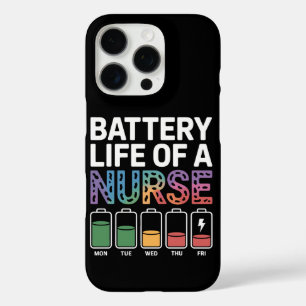 Coque iPhone 16 Pro Citation drôle sur la vie de batterie d'infirmière