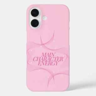 Coque Pour iPhone 16 Citation Énergie de Personnage Principal Rose