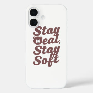 Coque Pour iPhone 16 Citation Inspirante de Bonté avec un Ours Douillet
