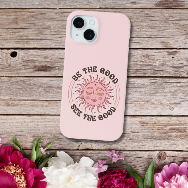 Coques Case-Mate iPhone Citation Inspirante de Motivation Soyez le Bien  (Motivational Inspirational Be The good See The good pink iPhone 15 14 13 12 11 XR XS X case)