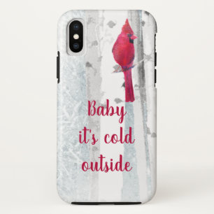 Coque iPhone X Citation neigeuse d'amusement d'arbre de bouleau